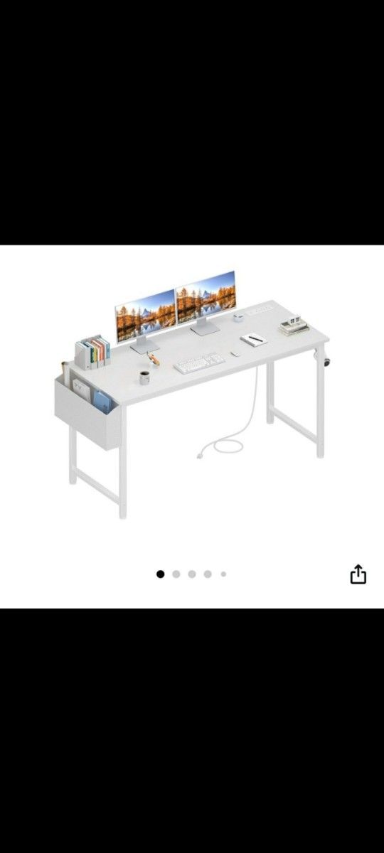 Lufeiya White Computer Desk with Power Outlet, 55 inch
Teen Study Table Home Office Work Writing Gaming Desks with Charging Station Outlets Built in, 