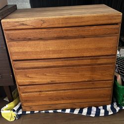 Mid Century Highboy Oak 3 Drawer