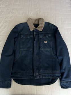 CARHARTT MEN'S RELAXED FIT SHERPA-LINED SMALL WASH DENIM JACKET