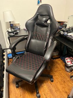 Dowinx High Back Gaming Chair with Massage Lumbar Support, Game Chair with Adjustable Headrest, Ergonomic Office Chair, Racing Chair with Footrest, PU