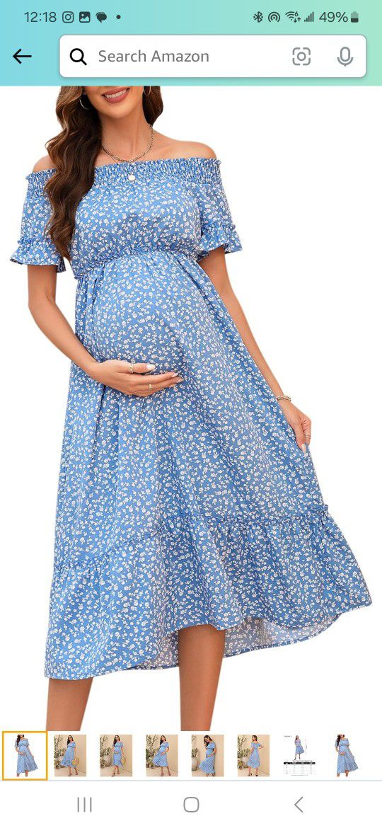 Maternity Dress Women's Floral Off Shoulder 

