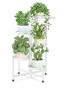 (C-28) https://offerup.com/redirect/?o=aURhdm9zaWMubHk= Plant Stand Indoor Outdoor, 5 Tier Metal Corner Shelf, White Tiered Flower Display Holder, Fol