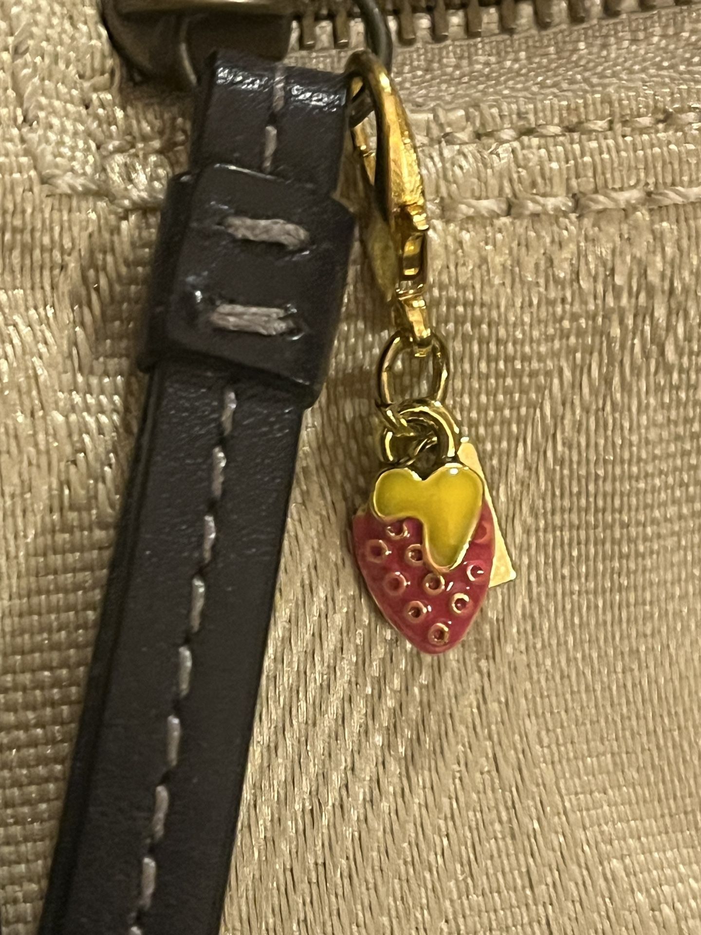 Strawberry Bag Charm Gold Toned