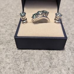 3 Diamond Ring And Matching Earrings Set