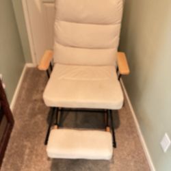 Upholstered Rocking Reclining Glider with solid wood legs