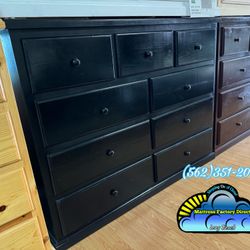 Dark Brown Cappuccino 9 Drawer Long Dresser Tocador Madera 