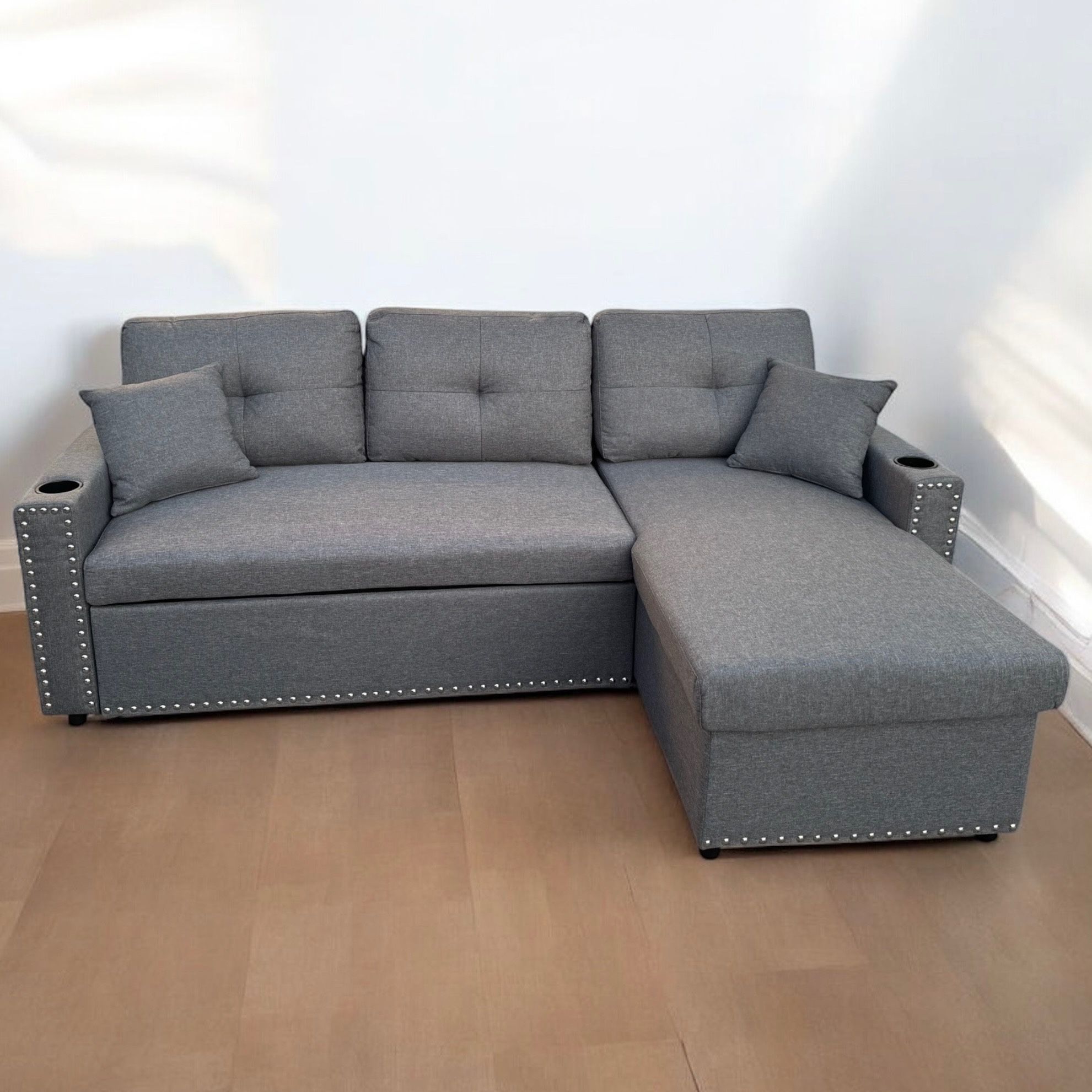 GREY SECTIONAL COUCH W/ BED