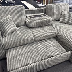 NEW OFFER! 2pc Convertible Sectional w/ Drop Down Smoke Color