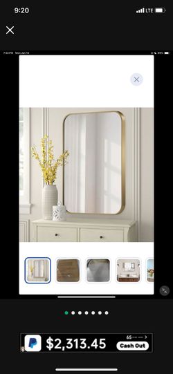 FARMER 20x28 Inch Matte Gold Bathroom Mirrors for Wall, Brushed Bathroom Vanity Mirror with Rounded Edge, Metal Framed Rectangle Mirrors for Bathroom