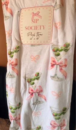 Large Cozy Glass & Pink Bow Plush Blanket 60×70