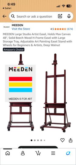 MEEDEN Large Studio Artist Easel Deep Walnut