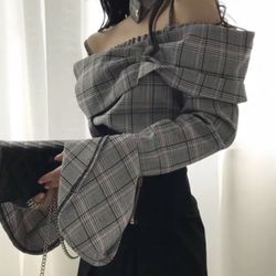 Open-shoulder Long Sleeve Top