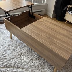 47 in. Brown Lift Top Rectangle Wood Coffee Table