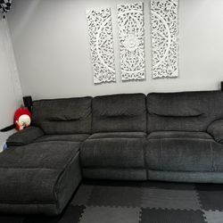 Bob's Pacifica Gray 114" Power Reclining 3 Piece Left Arm