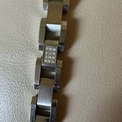 Stainless Steel Bracelet With Real Diamonds