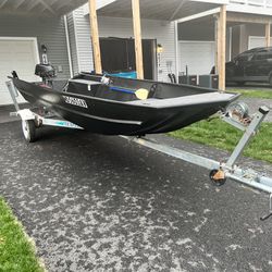 15.5’ Fishing Boat And Trailer W/ 6hp Johnson Outboard 