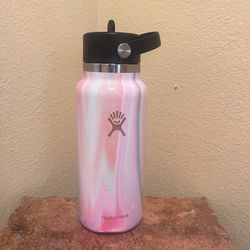 Hydro Flask 32 oz Wide Mouth Pink Marble with Straw Lid
