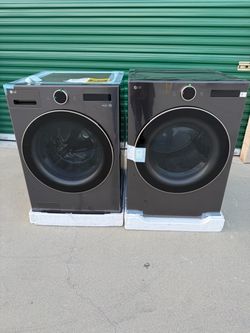 LG Washer And Gas Dryer Front Load In Black Stainless With IA.