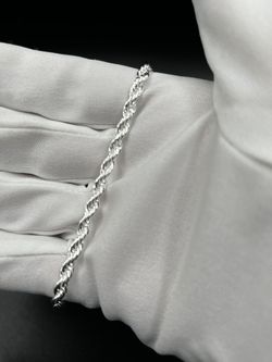 NEW 925 Sterling Solid Silver Bracelet Size 8 Inches 4MM