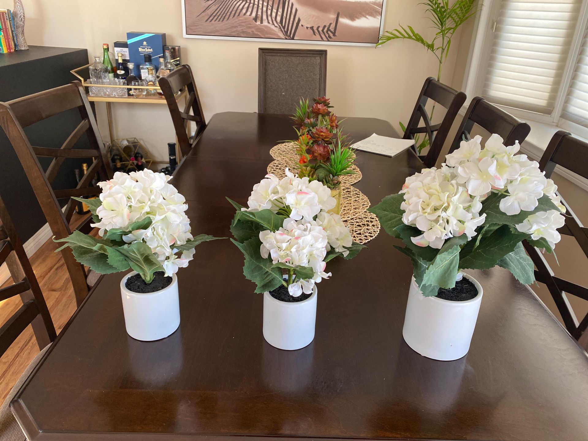 Faux Hydrangea Tabletop Floral Arrangement