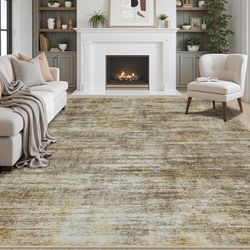 10x14 Brown Abstract Area Rug 