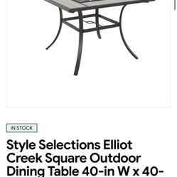 New, Creek Square Outdoor Dining Table 40-in W x 40-in L with Umbrella Hole
