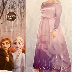 New Frozen 2 Disney “ELSA” Halloween Costume Long Dress, Adult Size  XXL ( 2x