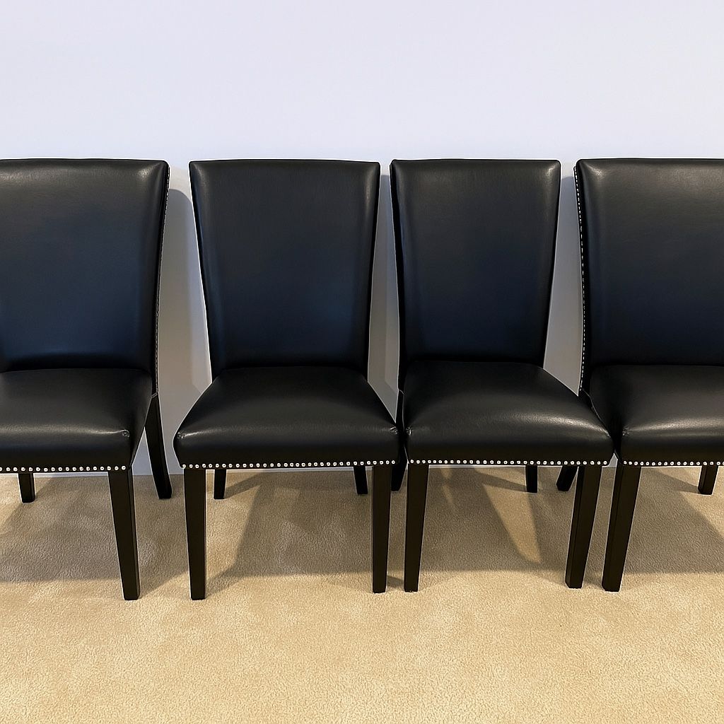 Elegant Black Leather Dining Chairs (Set of 4)