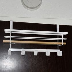 White Shelf Rack With Hooks