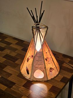 Southwestern Style Rawhide Teepee Wigwam Table Lamp