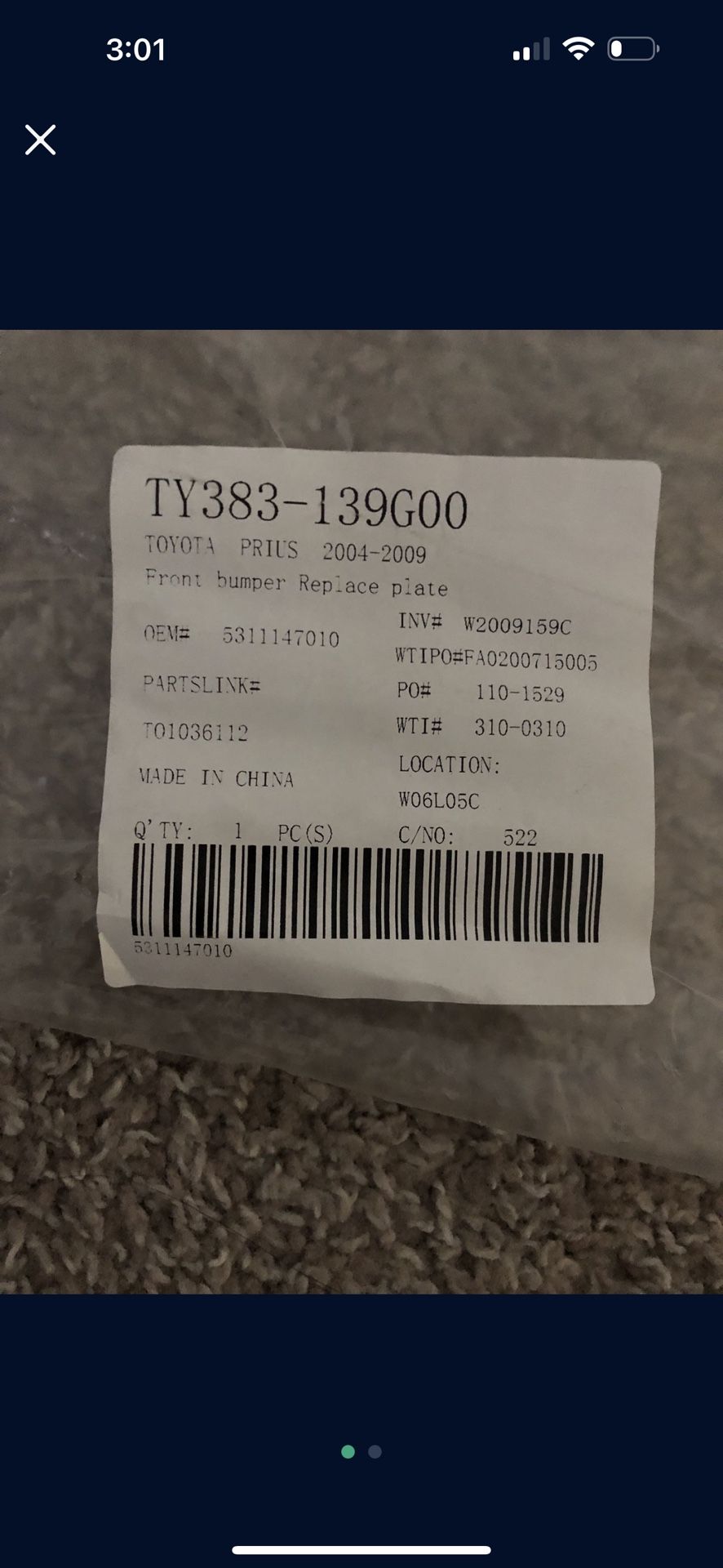 Toyota Prius Front Bumper