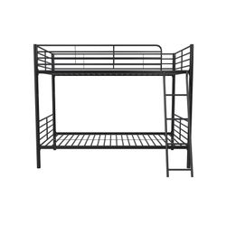 Mainstays Convertible Twin over Twin Metal Bunk Bed, Black, New In Box