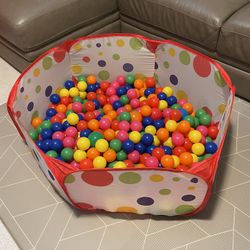 Foldable Ball Pit + Multi Colored Balls