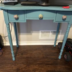 Refinished Vanity/Entry Table In Teal