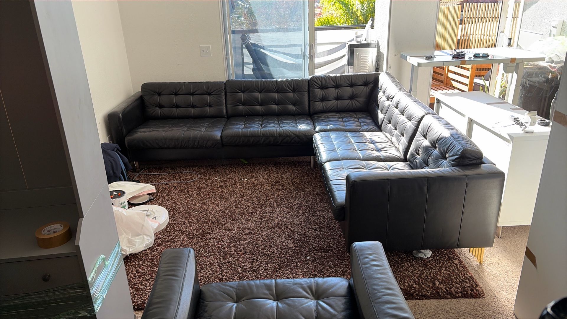 IKEA MORABO COUCH AND CHAIR BLACK LEATHER