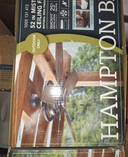 Hampton Bay
52 in. Misting Fan Outdoor Only Natural Iron Ceiling Fan