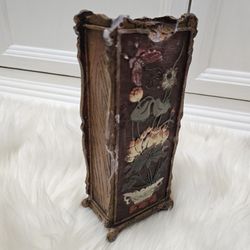 Vintage Candle Faux Wood Floral 