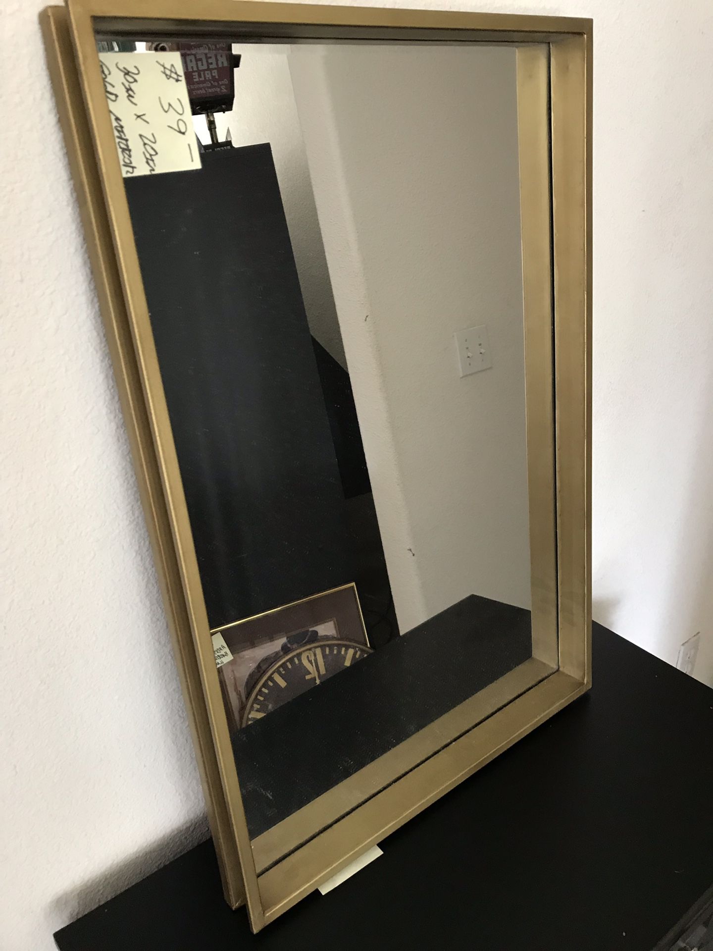 Golden metallic wall mirror 30 x 20“