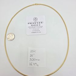 10k gold 26" 3mm miami cuban link chain