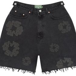 Authentic- Denim Tears Mono Cotton Wreath Denim Shorts 