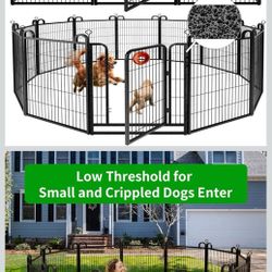 Dog Playpen Outdoor 12 Panels Heavy Duty Dog Fence 40" Height Anti-Rust with Doors Portable for RV C