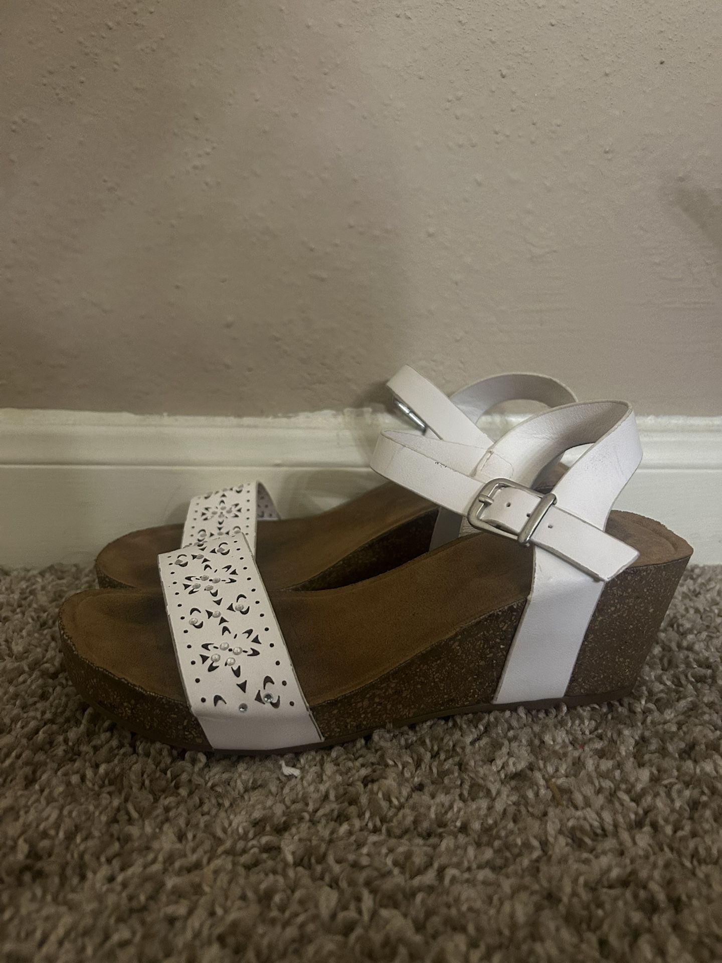 White Wedge Sandals