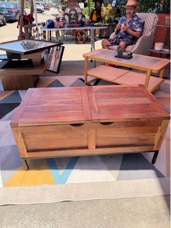 Antiques solid, metal base solid wood storage awesome coffee table