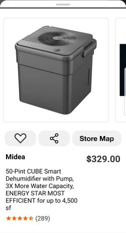 Midea 50-Pint CUBE Smart Dehumidifier with Pump, 3X More Water