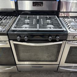 whirlpool stainless steel 4 burner range stove 