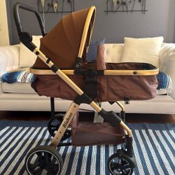 Blahoo 2 In 1 Bassinet Stroller - Brown