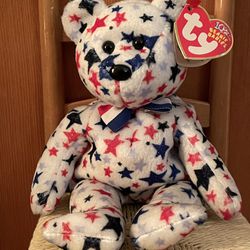 Ty Beanie Baby Red,white & Blue Bear 2003-Retired - Tag Errors