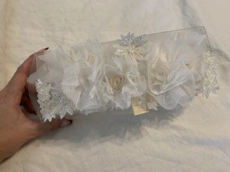 Vera Wang Horsehair Sash with Crystals and Organza Flowers