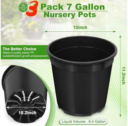 3 NEW 7-gallon Nursery Pots (Black) — $8 each / $20 for all 3