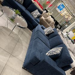 Sofa And Loveseat 💙 Blue Fabric 